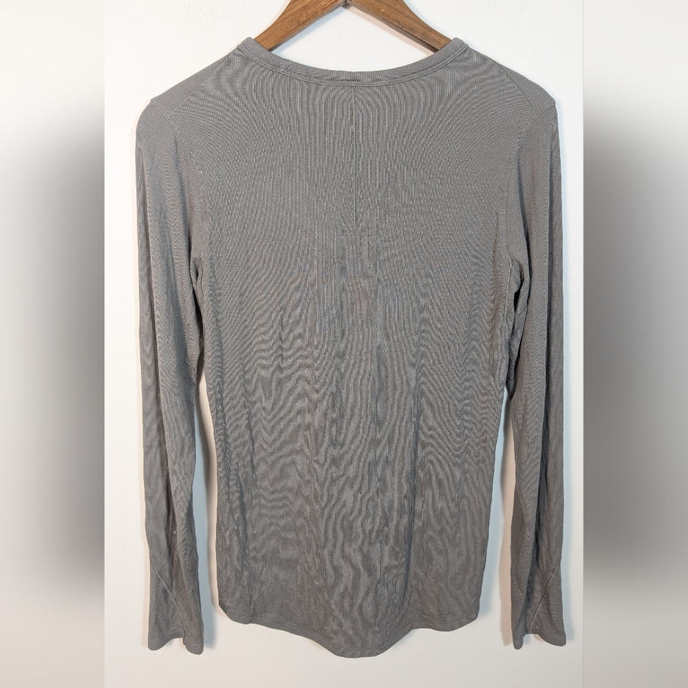 Lululemon Gray Rover Hold On Tight Ribbed Long Sleeve Tee Shirt Size 12 - Picture 5 of 13